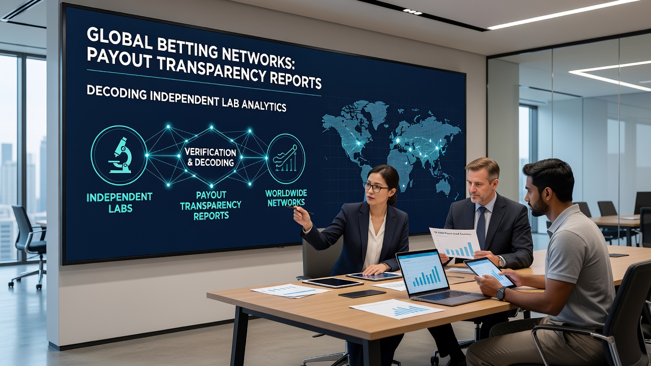Global betting network dashboard displaying certified payout percentages and lab report summaries for multiple jurisdictions
