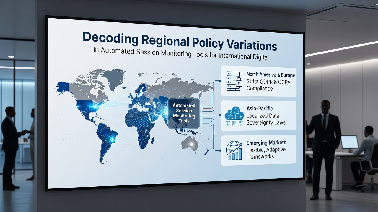 Screenshot of automated monitoring dashboard highlighting regional policy differences and session alerts