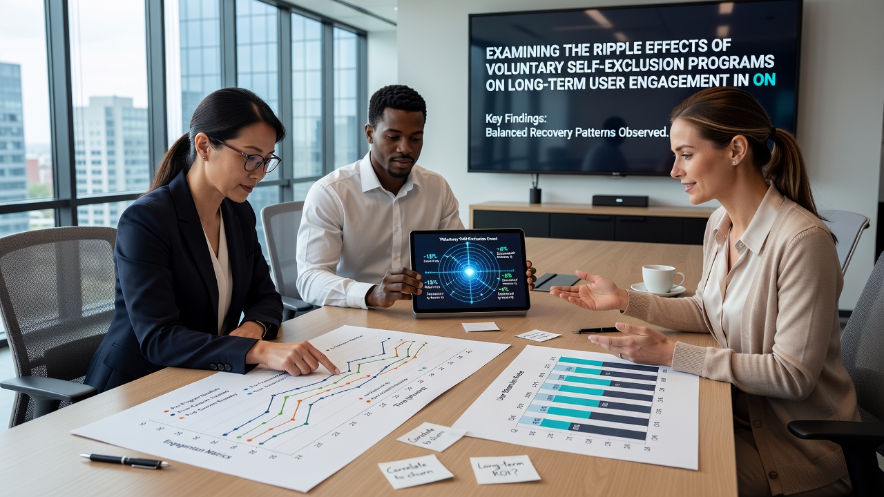 Longitudinal data visualization showing user engagement trends following self-exclusion enrollment