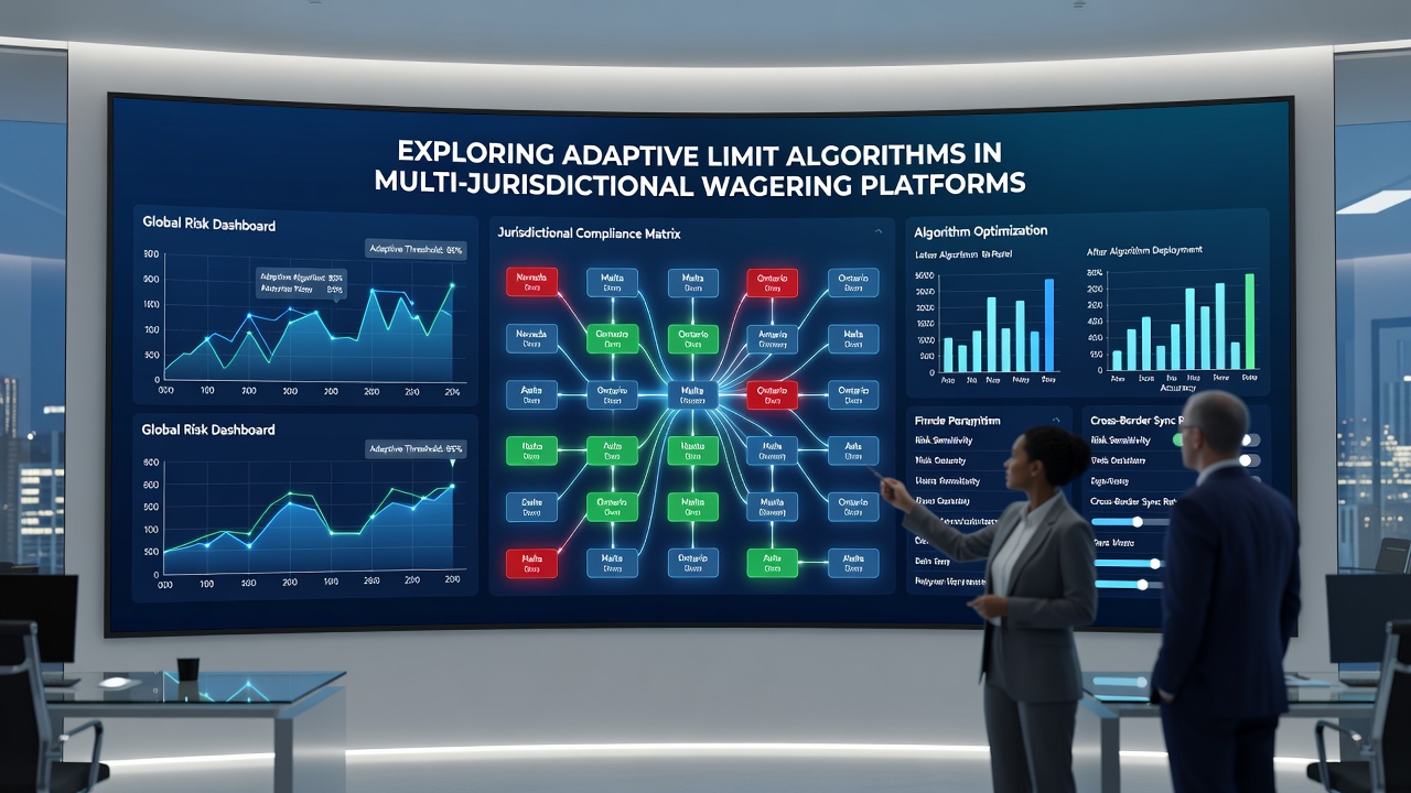 Network diagram showing data flows between adaptive algorithms and regulatory databases in wagering systems