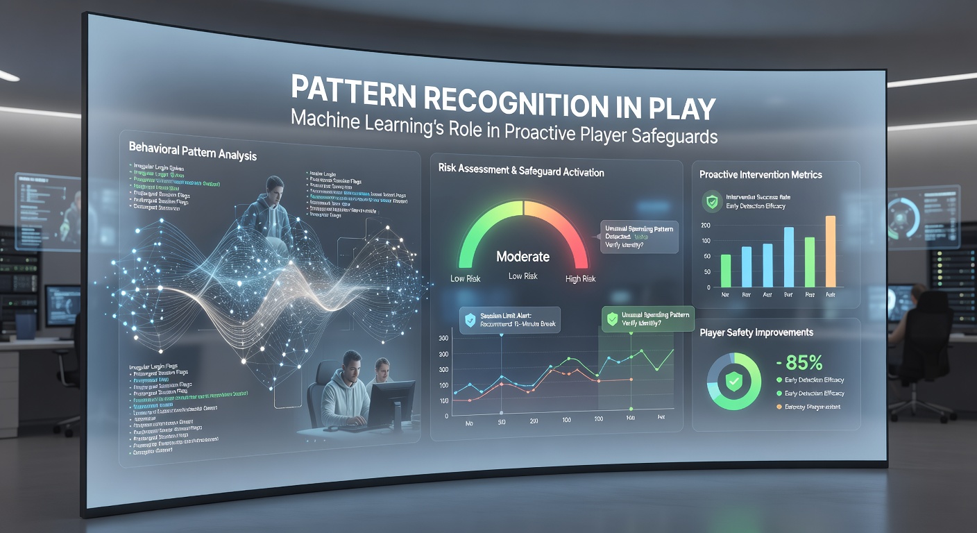 Infographic depicting neural network layers processing player data streams, with nodes lighting up for detected risk patterns in gambling sessions