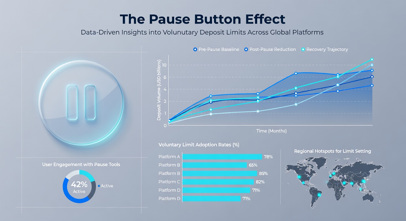 Bar chart comparing voluntary deposit limit effectiveness across regions, showing percentage reductions in overspend incidents for US, EU, Australia, and Canada platforms as of April 2026